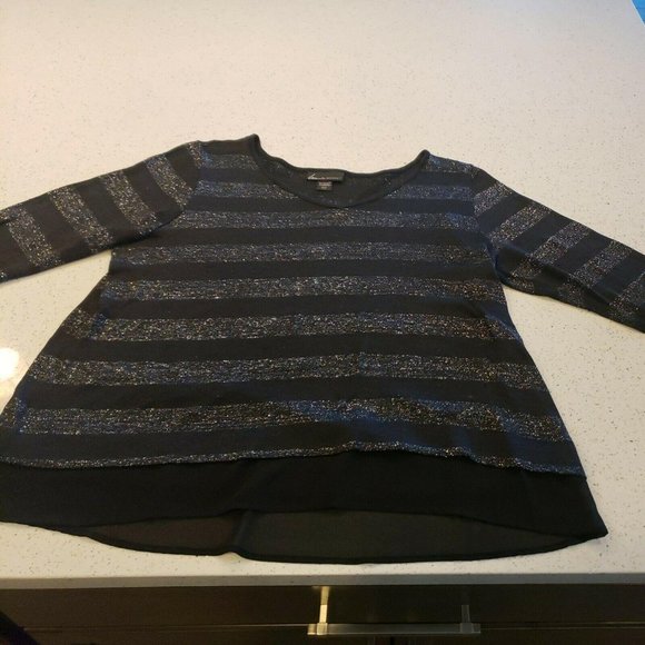 Lane Bryant Sweaters - lane bryant 18 20 Black Silver Sweater 2X